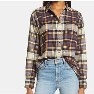 Madewell - Ex-Boyfriend Plaid Flannel Shirt NB598 | Small | Blue Tartan Plaid